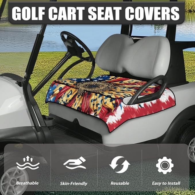 Golf Cart Seat Cover Cushion Made from Breathable Microfiber with Waterproof Layer, Designed to Reduce Heat and Moisture During Long Outdoor Rides