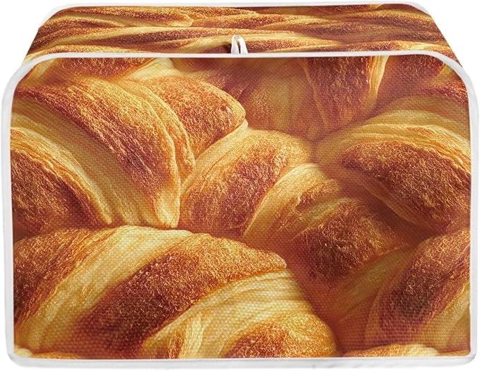 Bread Print 2 Slice Toaster Dust Covers Kitchen Small Appliance Cover Stain Resistant Dust Protection Bread Machine Cover with Top Handle