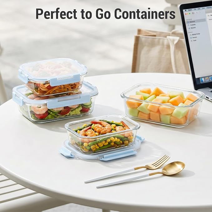 Dealusy 10 Sets 36 oz & 12 oz Glass Food Storage Containers - Image 7