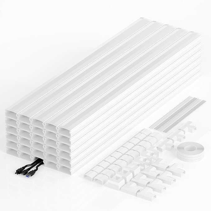 Yecaye TV Cord Hider Wall Mounted, 472in Cord Cover, W0.98in H0.51in, Wire by Yecaye