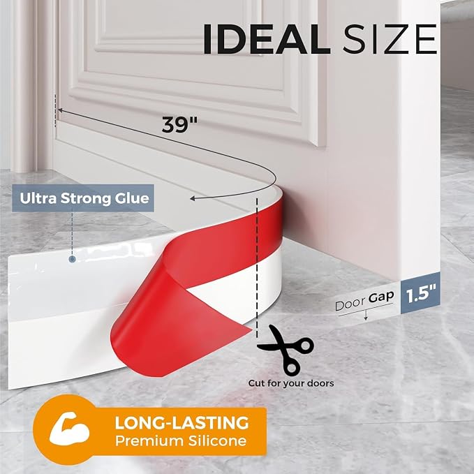 Grotheory 4 Pack Door Draft Stopper, Door Sweep, Weather Stripping Seal | - Image 4