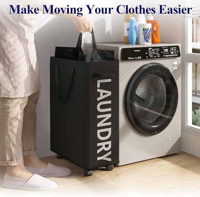 Optish 50L Slim Rolling Laundry Basket - Image 5