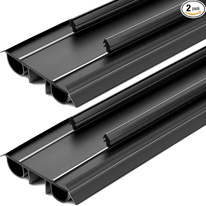 Pushglossy 2 Pcs 36" Kerf Door Sweep Double Bubble Kerf Pre Cut Black | 1-3/4" by Pushglossy
