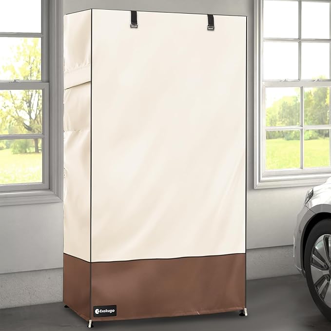 Wire Shelf Cover,600D Heavy Duty 100% Waterproof Shelf Covers for Wire Shelving,Outdoor Storage Shelves Cover for Metal Rack,36" W x 24" D x 72" H,Beige & Brown