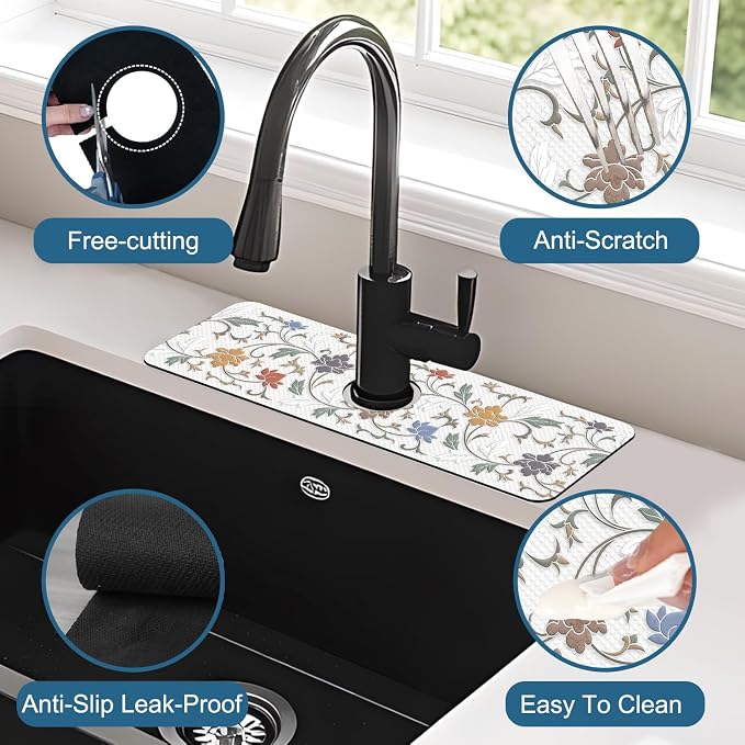Faucet Mat for Kitchen Sink Absorbent Splash Guard Bathroom 15.5"X5.5" - Image 4