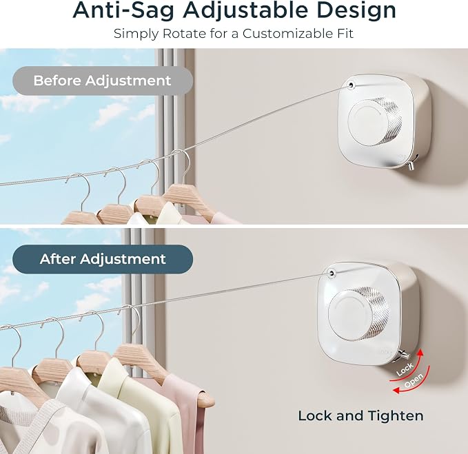 FORIOUS 13.8 Ft Retractable Clothesline, Non-Sagging - Image 2