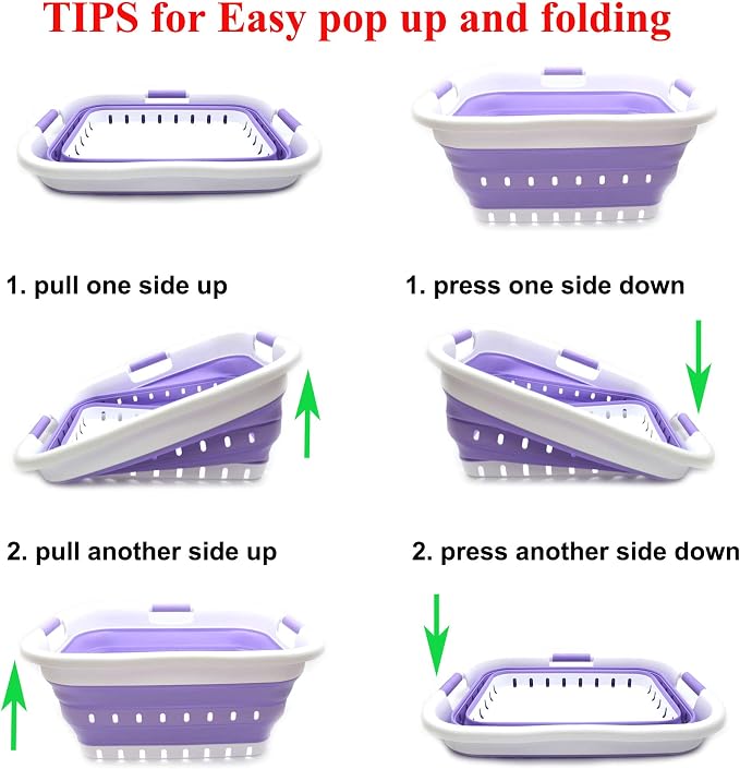 SAMMART 41L Collapsible 3 Handled Plastic Laundry Basket - Image 8