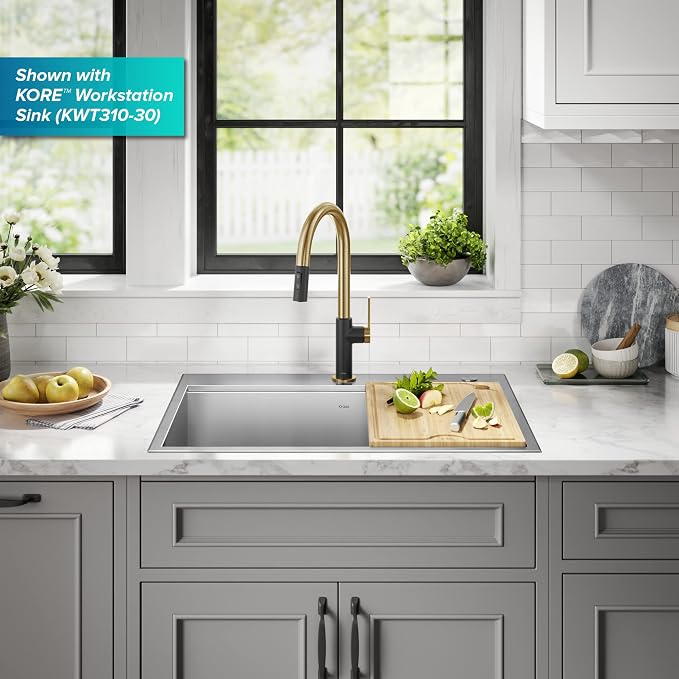 KRAUS Oletto High-Arc Single Handle Pull-Down Kitchen Sink Faucets in Brushed - Image 12
