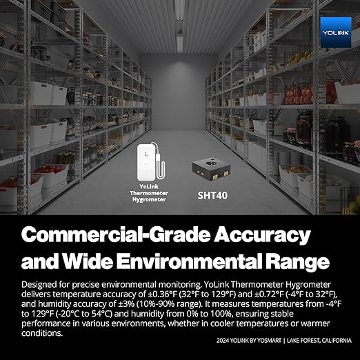 YoLink Smart Wireless Thermometer Hygrometer, 3-Pack, Wide Temp Range for Freezer, Fridge, Green House, Pet Cage, App Alerts, Emails, Text/SMS alerts, 5 Years Battery Life- Hub Included