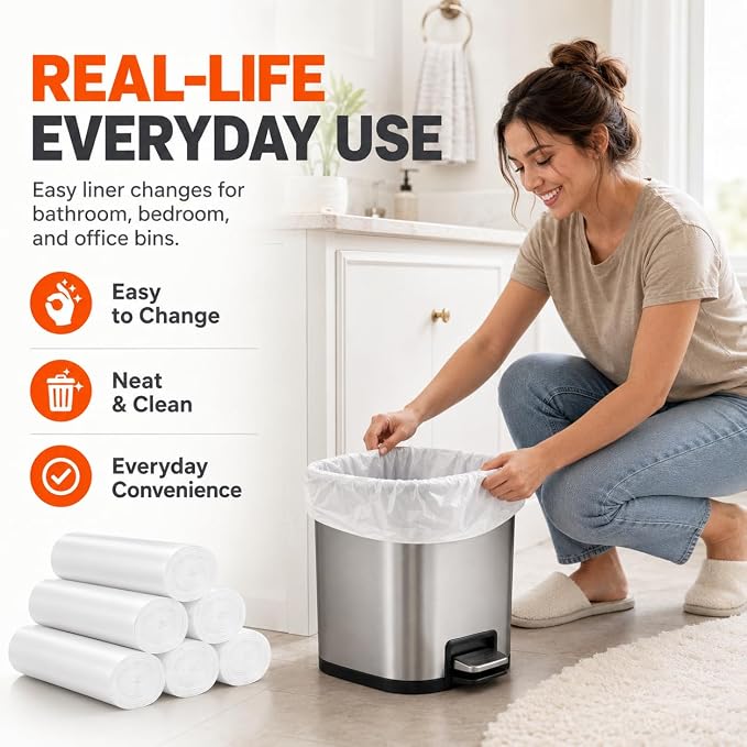 1.6 Gallon Small Trash Bags Garbage Bags by RayPard, fit 1, 1.6 Gal Waste Basket - Image 5