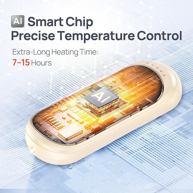 Rechargeable Hand Warmers 2 Pack, 6000mAh Electric Hand Warmer Rechargeable, 2 in 1 Portable Hand Warmers with AI Smart Chips, Outdoor, Hunting, Camping for Family for Christmas