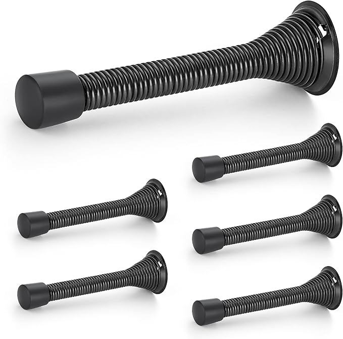 Ravinte Door Stoppers, 6 Pack Black Spring Door Stops by Ravinte