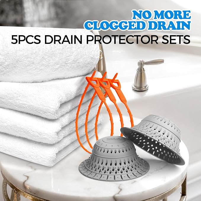 Bathtub Drain Strainer Silicone Bathroom Stopper Fixture Accessories | 5 pcs - Image 5