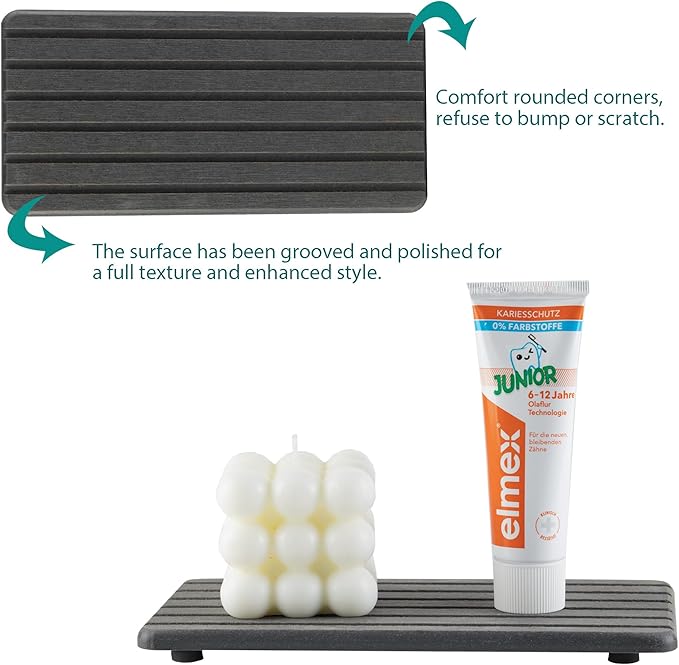 2 PCS Water Absorbent diatomite Coasters, 8.3" x 4" Water Absorbing Stone Tray for Sink, Stone Drying mat for Kitchen Counter, Stone soap Tray Used for Hand Soaps & toiletries & Plants