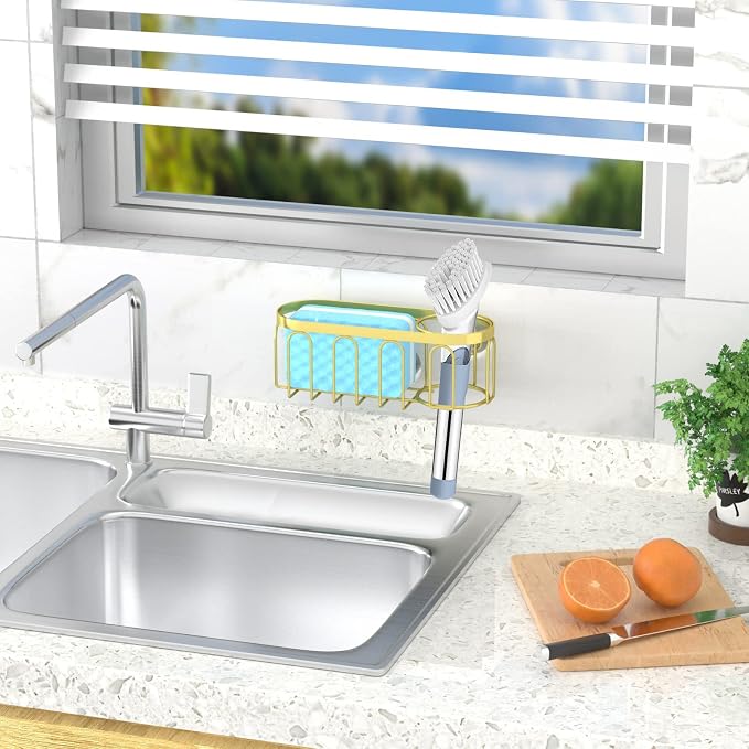 2-in-1 Sponge Holder for Kitchen Sink, Sink Caddy Kitchen Sink Organizer - Image 5