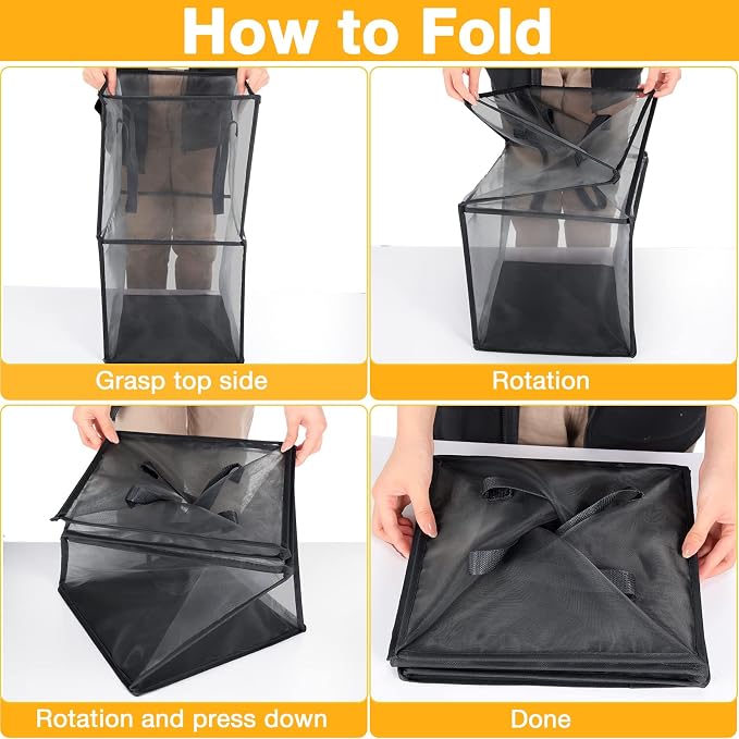 Zopeal 3 Pack Collapsible Mesh Laundry Basket, Double-layer | 13 Inch Square - Image 6