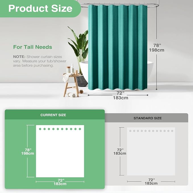 Dynamene Long Waffle Shower Curtain 256GSM Heavy Fabric 72x78 Seaweed Green - Image 3