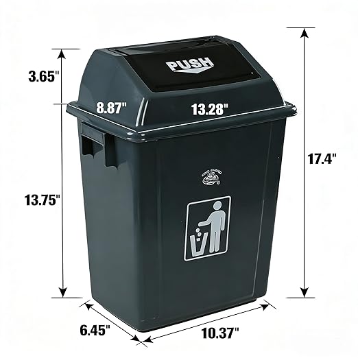 4-Pack 8 Gallon Kitchen Trash Can with Swing Lid, Plastic Kitchen Garbage Can, Small Waste Bin for Kitchen, Bathroom, Bedroom, Office, Gray