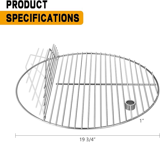 19.5" Cast Iron Round Grill Grate Grid for Pit Boss K24,Akorn Kamado Ceramic Grill,Char-Griller 16620,Louisiana Grills K24,Solid Rod Round Coookin Grate Grill Grids