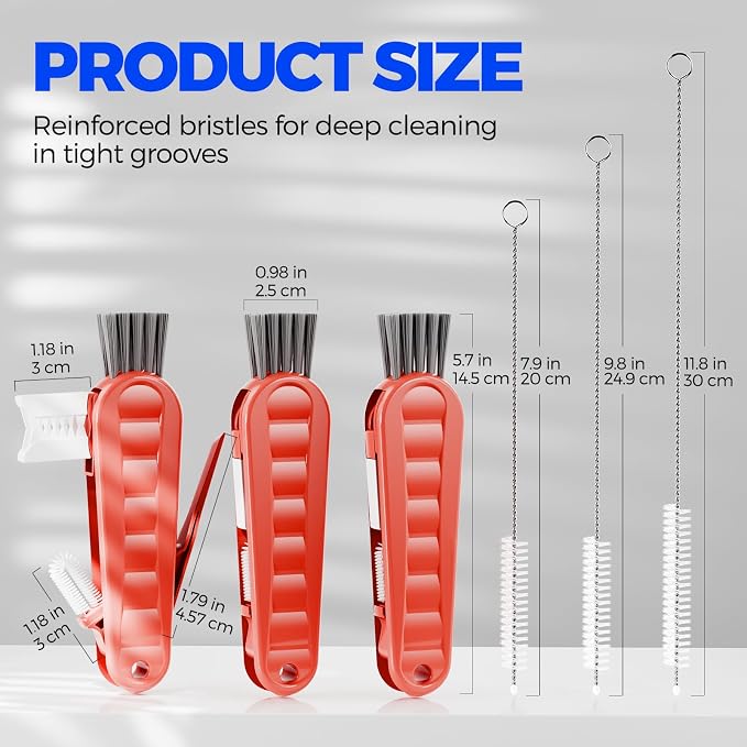 Holikme 6 Pack 4 in 1 Cup Lid Cleaning Brush 3 Straws Bottle Brush, Silicone - Image 6