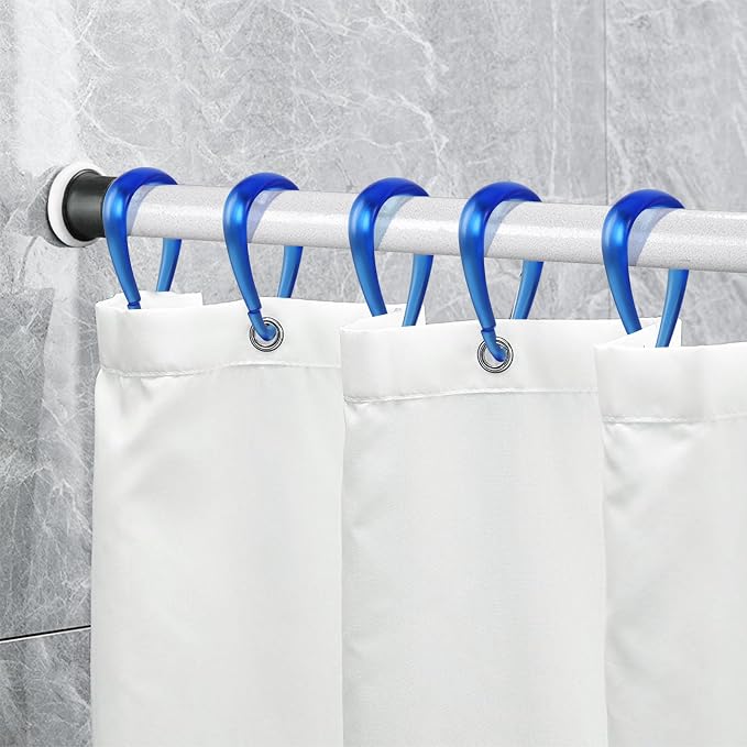 Top-spring Blue Shower Curtain Hooks 12Pcs Drop Shaped Hooks - Image 5