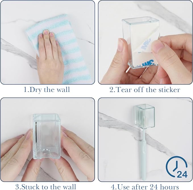 4 Pack Toothbrush Holders for Bathrooms Shower, Wall Mount Toothbrush Organizer - Image 4