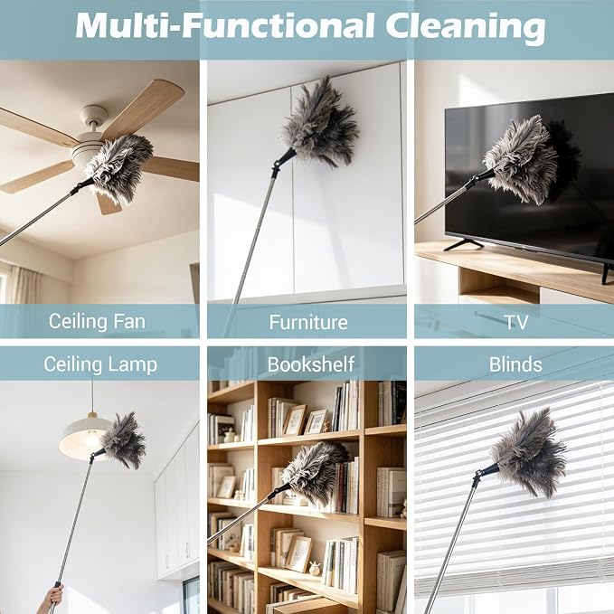 Feather Duster Extendable 22–47 Inch, Natural Ostrich Feather Duster - Image 4