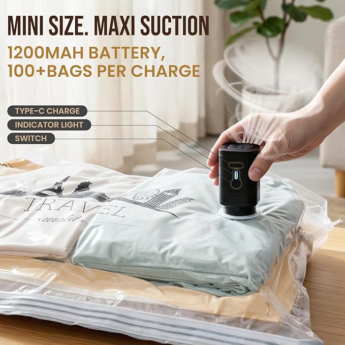 TAILI Vacuum Storage Bags with Cordless Pump, 10 Pack | Vacuum Seal Bags - Image 3