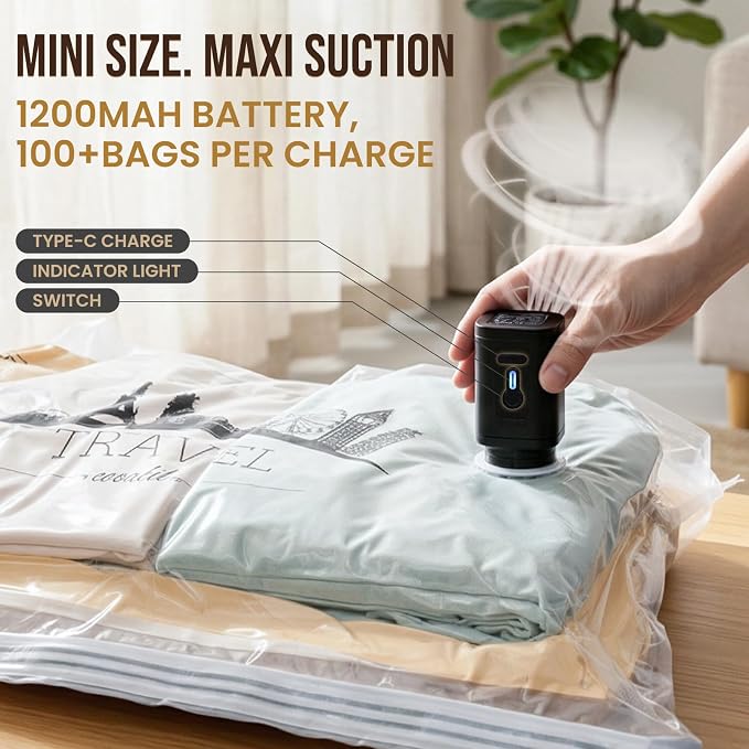 TAILI Vacuum Storage Bags with Rechargeable Pump, 16 Pack | Vacuum Seal Bags - Image 3