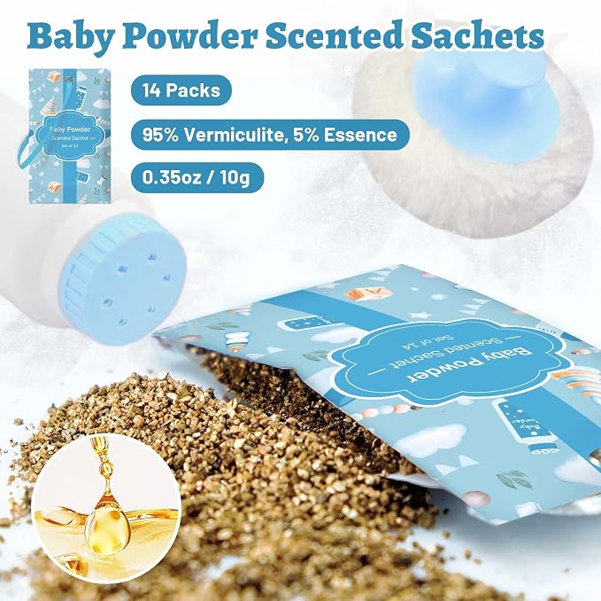 STRN Scented Sachets for Drawer and Closet, Baby Powder Scent 14 Packs - Image 2
