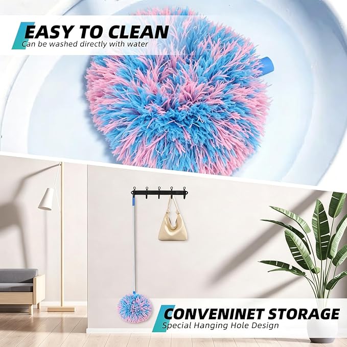 DRQ Ceiling Fan Cleaner Duster, 13-48 in Extension Pole, 2 Pack | Detachable - Image 5