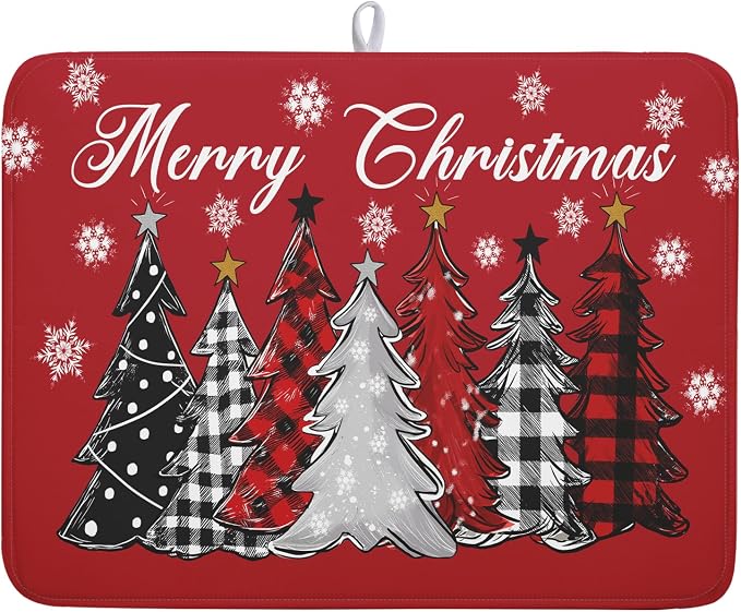Merry Christmas Dish Drying Mats by Kawani