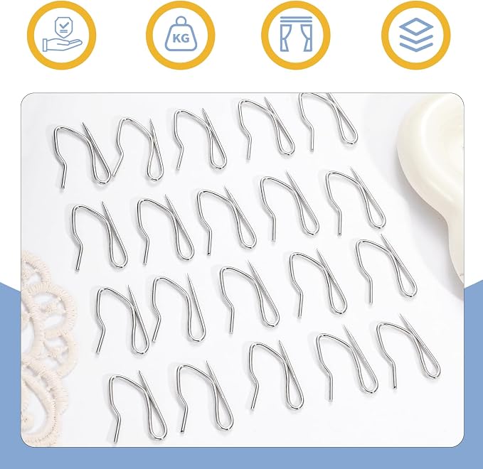 Curtain Hooks 100 pcs 1.2inch Metal Drapery Pin Hooks - Image 4