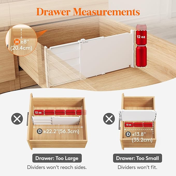 Lifewit 8" Tall Drawer Dividers, Adjustable Deep Drawer Organizer Clothes | 4 - Image 2