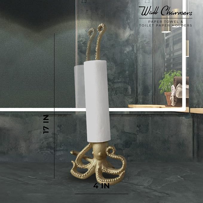 WallCharmers Gold Paper Towel Holder, Metal Toilet or Kitchen Paper Holder - Image 6