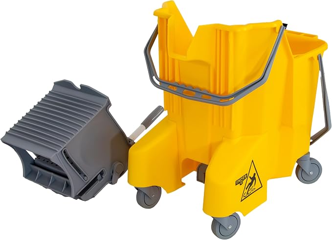 UNGER Commercial Yellow Dual-Compartment Mop Bucket - Image 4