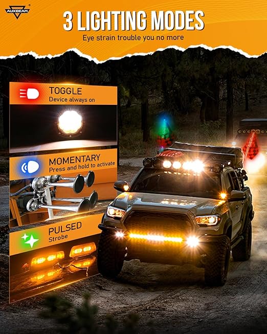 Auxbeam 8 Gang Switch Panel RA80 XL RGB Momentary Pulsed Toggle Switch Panel, Dimmable Backlight Multifunction Switch Panel with Memory Function for 12-24V Truck Offroad Car Marine, 2 Years Warranty