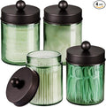Amolliar Green Glass Apothecary Jar, Qtip Holder by Amolliar