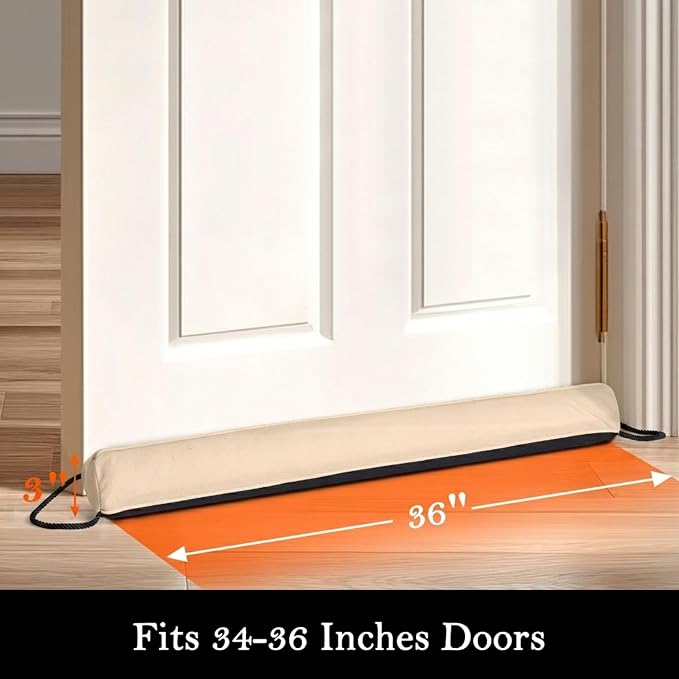 Sunolga Door Draft Stopper, Removable Washable Cover, Blocks Hot and Cold Air - Image 2
