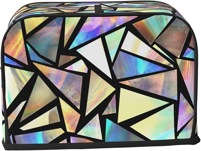 Iridescent Bright Colorful Pretty 2 Slice Toaster Cover, Waterproof Toaster Dust Cover Bread Maker Protective For Small Kitchen Appliance Dining Room Home Table Decor Gifts