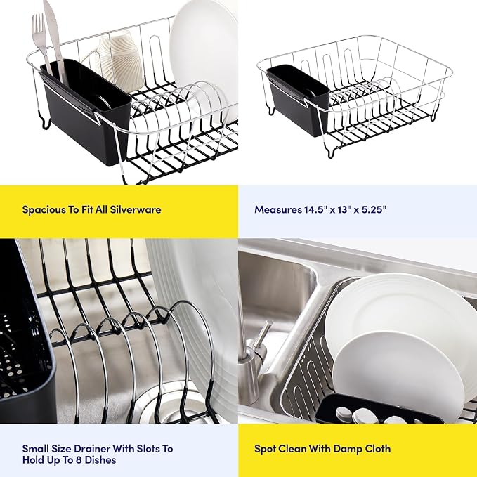 Sweet Home Collection 2 Piece Dish Drying Rack Set Drainer - Image 6