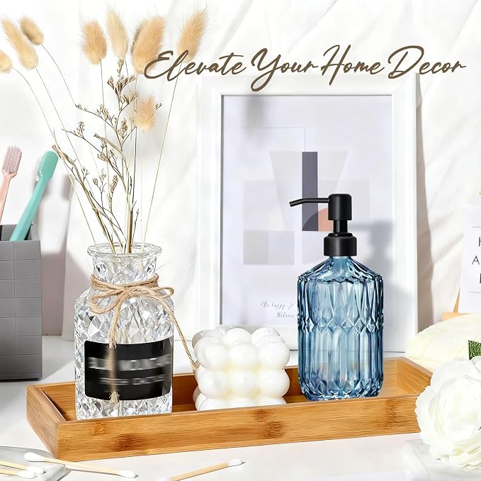 COHOSEGE 17 Oz Blue Glass Kitchen Soap Dispenser - Image 7