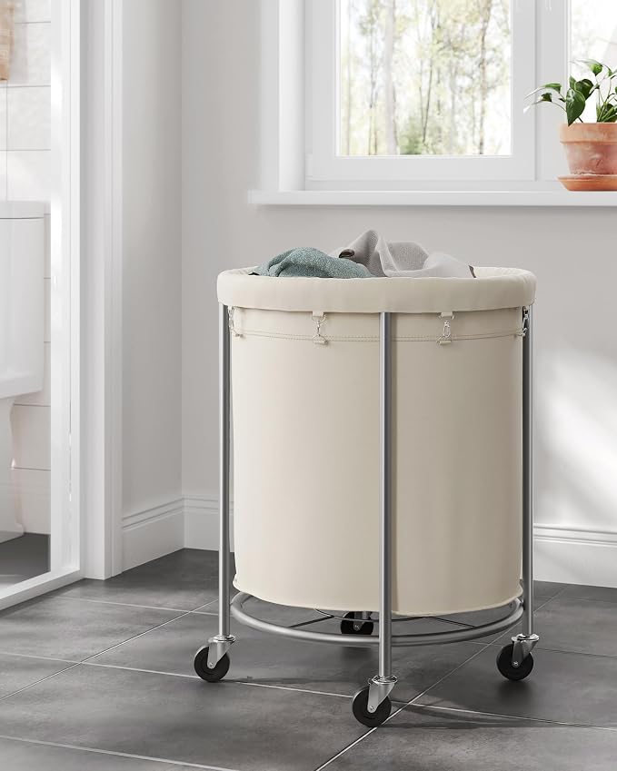 SONGMICS Laundry Basket with Wheels, Steel Frame, Removable Bag - Image 9