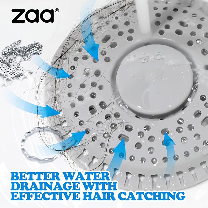 Shower Drain Hair Catcher Silicone Flat Floor Strainer Protector | Gray - Image 3