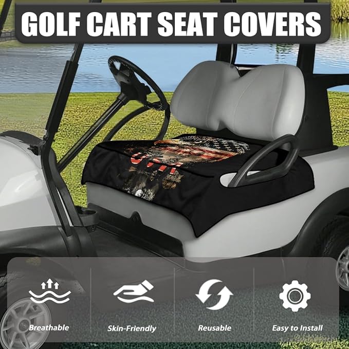 Golf Cart Seat Cushion Cover with Non-Slip Backing and Waterproof Inner Layer, Comfortable Seat Protector for Golf Carts, Utility Vehicles and Outdoor Riding