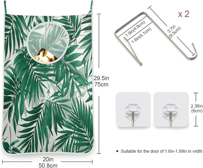 1PC Hanging Laundry Hamper Bag Over the Door Laundry Hamper Wall Hamper Large - Image 3