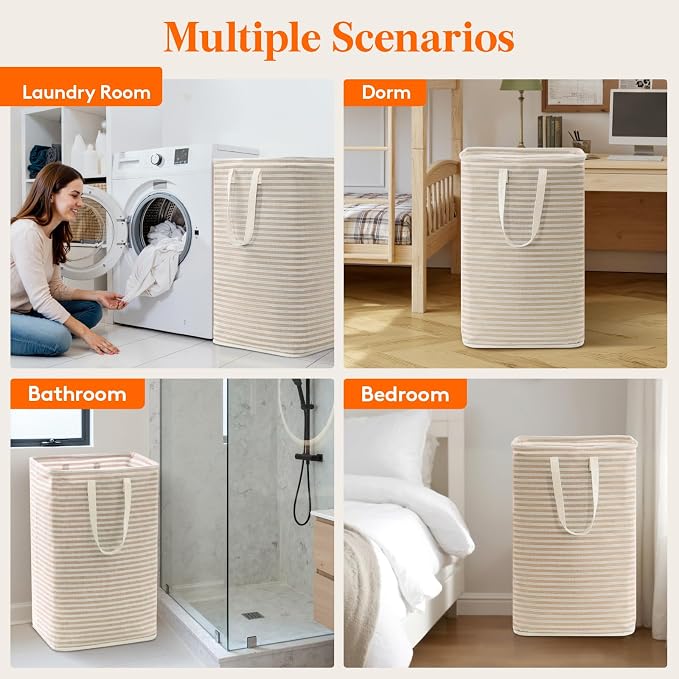 Lifewit 75L x 2 Pack Collapsible Laundry Hamper Large, Tall Foldable Dirty - Image 8