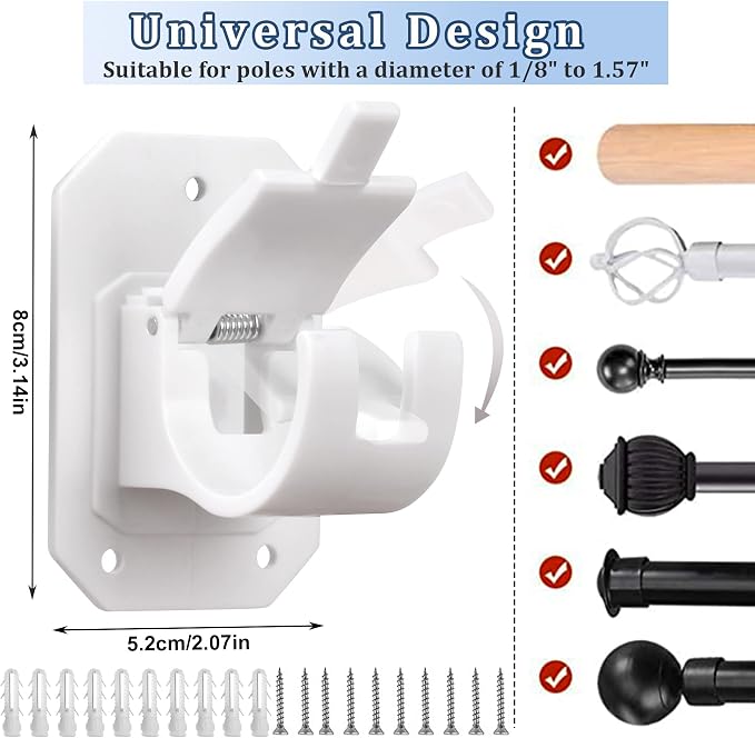 8PCS Upgraded Curtain Rods No Drilling, No Drill Curtain Rod Bracket Self - Image 3