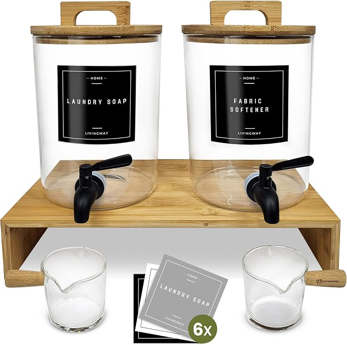 Glass Laundry Detergent Dispenser Set by Unknown