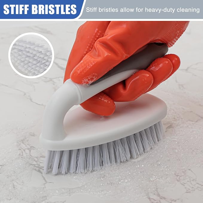 Heavy Duty Scrub Brush with Stiff Bristles 2 Pack Gray | Scrub Brushes - Image 4